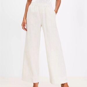 NEW Loft Sandy Linen Pull On Wide Leg Pant